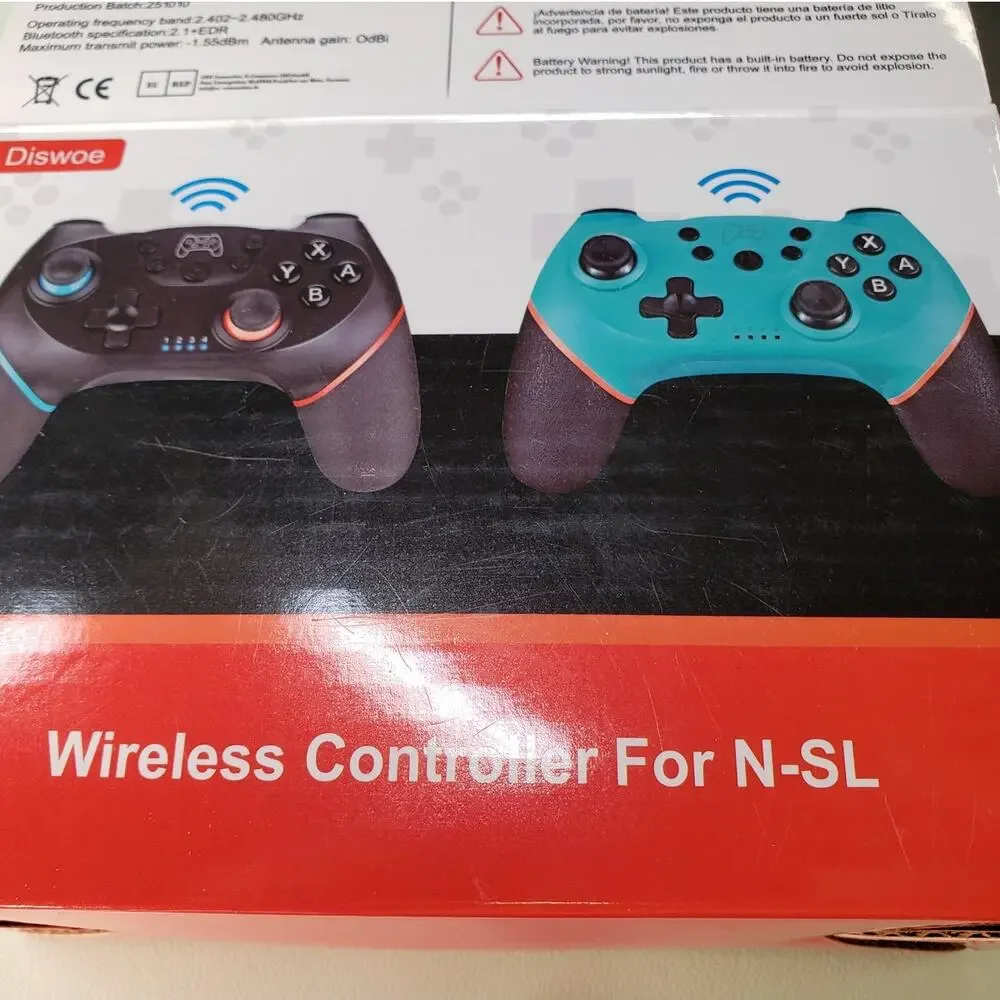 Diswoe Wireless pro gamepad for Switch, Switch Lite and PC. Rechargeable. Black